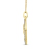 Thumbnail Image 2 of White Lab-Created Sapphire Frame Jesus in Prayer Medal Pendant in 10K Gold