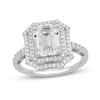 Thumbnail Image 1 of Emerald-Cut White Lab-Created Sapphire Double Octagon Frame Ring in Sterling Silver
