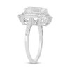 Thumbnail Image 2 of Emerald-Cut White Lab-Created Sapphire Double Octagon Frame Ring in Sterling Silver