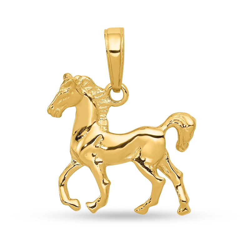 Main Image 1 of Prancing Horse Necklace Charm in Solid 14K Gold