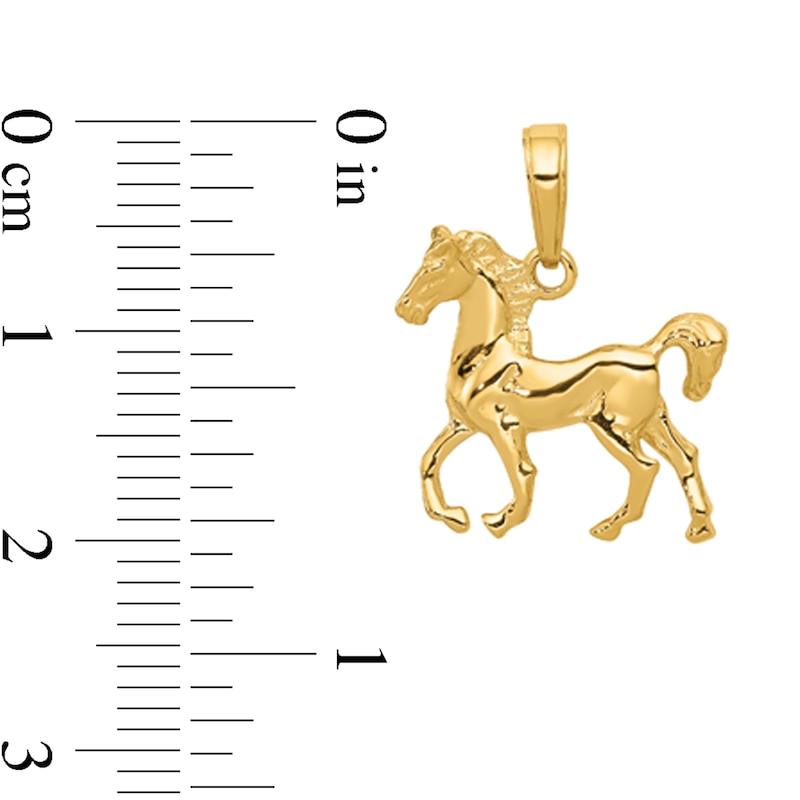 Main Image 2 of Prancing Horse Necklace Charm in Solid 14K Gold