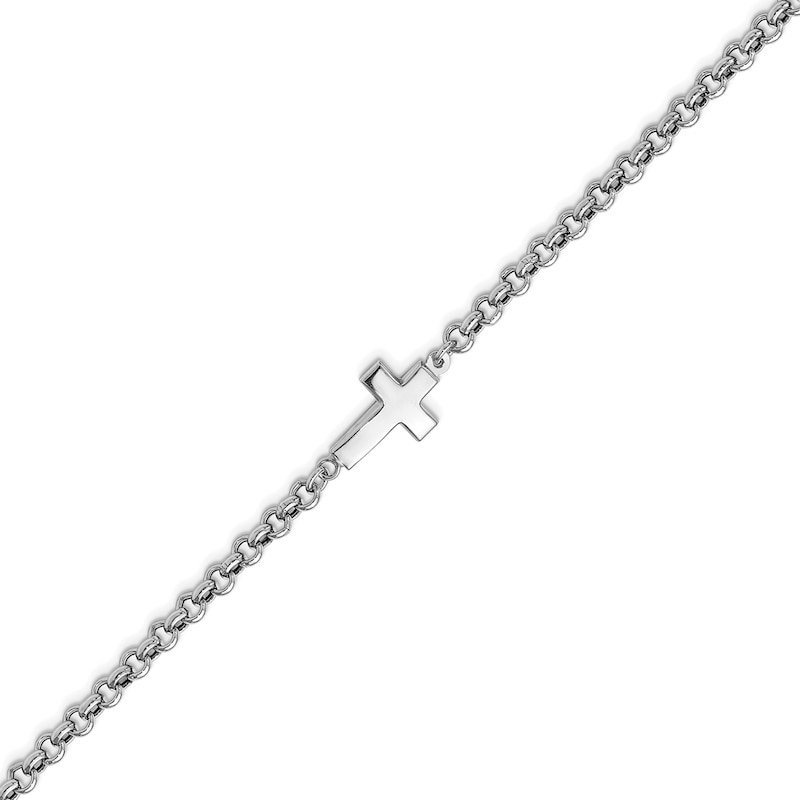 Main Image 3 of Sideways Cross Bracelet in Hollow Sterling Silver - 7.5"