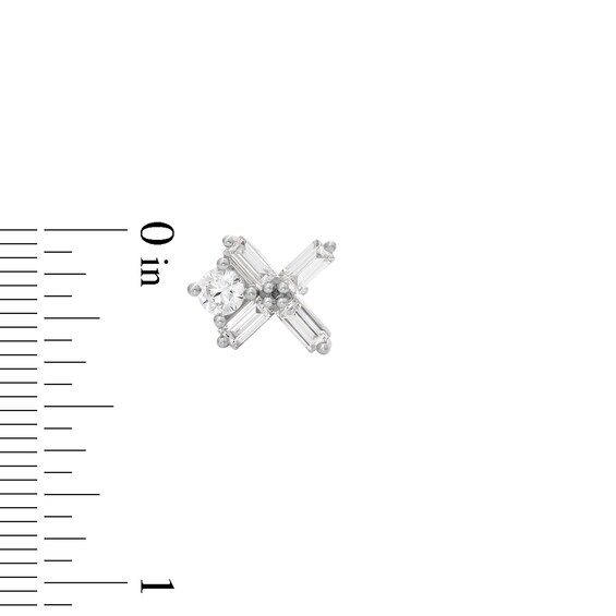 Zales x Nungu 1 CT. T.w. Baguette and Round Diamond "Xo" Stud Earrings in 14K White Gold