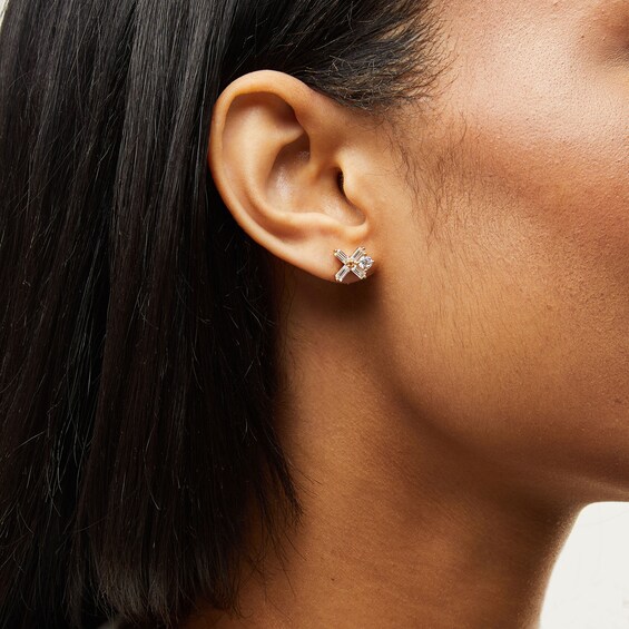 Zales x Nungu 1 CT. T.w. Baguette and Round Diamond "Xo" Stud Earrings in 14K Gold