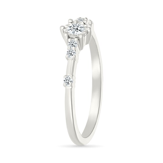 1/6 CT. T.w. Diamond Station Promise Ring in 10K White Gold