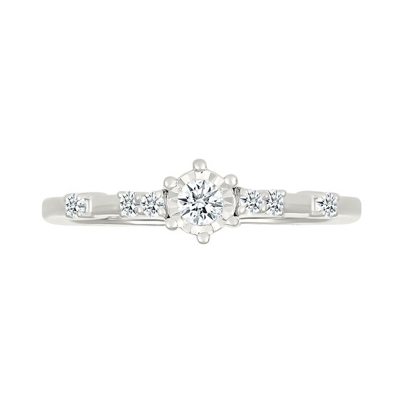 1/6 CT. T.w. Diamond Station Promise Ring in 10K White Gold