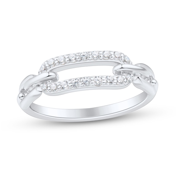 1/6 CT. T.w. Diamond Rectangle Chain Link Ring in 10K Gold