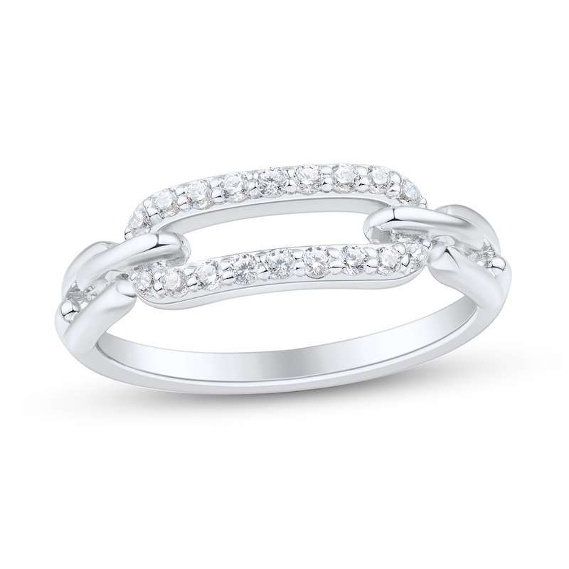 Main Image 1 of 1/6 CT. T.W. Diamond Rectangle Chain Link Ring in 10K White Gold