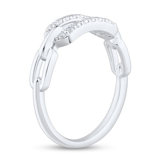 1/6 CT. T.w. Diamond Rectangle Chain Link Ring in 10K Gold