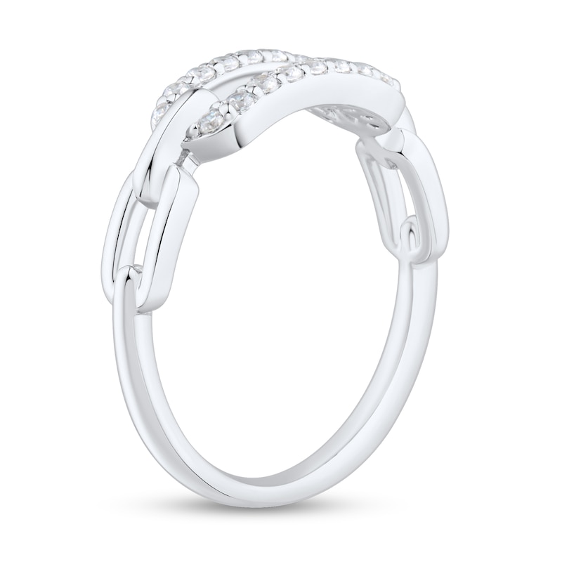 Main Image 2 of 1/6 CT. T.W. Diamond Rectangle Chain Link Ring in 10K White Gold