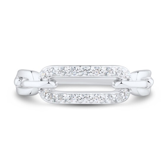 1/6 CT. T.w. Diamond Rectangle Chain Link Ring in 10K Gold