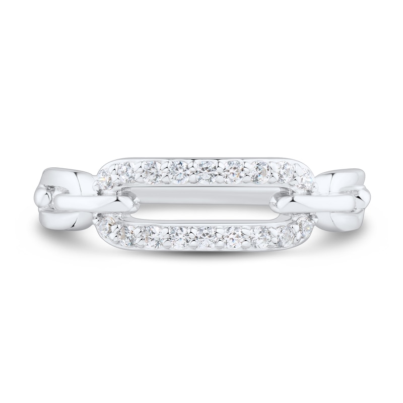 Main Image 3 of 1/6 CT. T.W. Diamond Rectangle Chain Link Ring in 10K White Gold