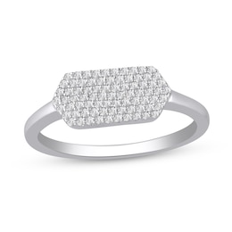 1/5 CT. T.W. Multi-Diamond Sideways Hexagon Ring in 10K White Gold
