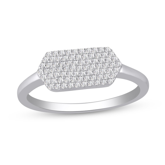 1/5 CT. T.w. Multi-Diamond Sideways Hexagon Ring in 10K White Gold