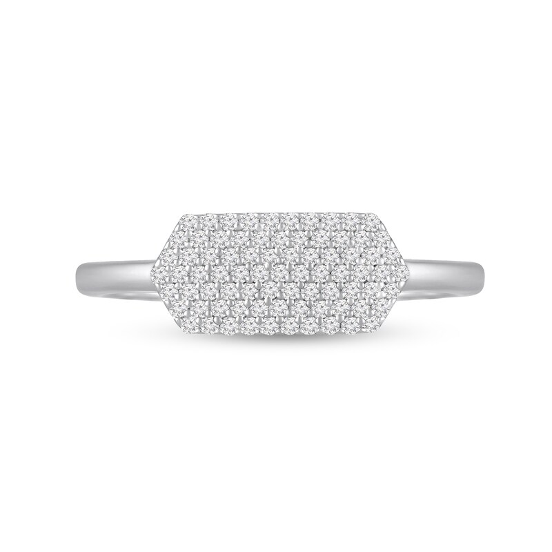 Main Image 3 of 1/5 CT. T.W. Multi-Diamond Sideways Hexagon Ring in 10K White Gold