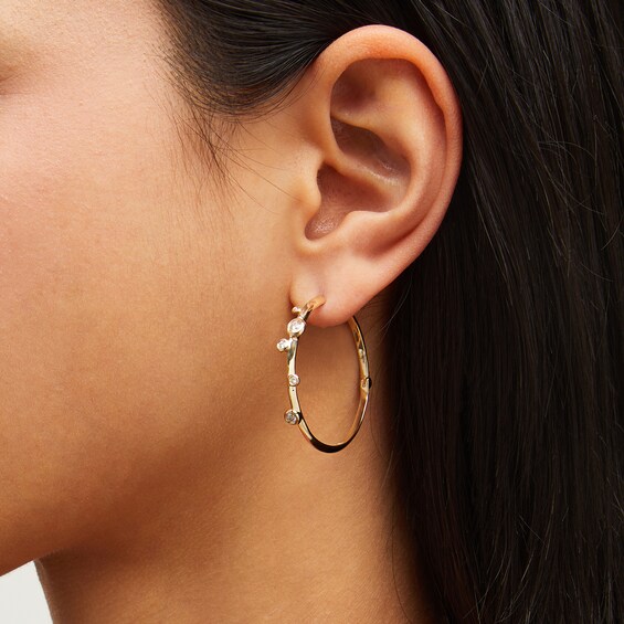 Zales x Dorian Webb 1/3 CT. T.w. Diamond Station Hoop Earrings in 14K Gold