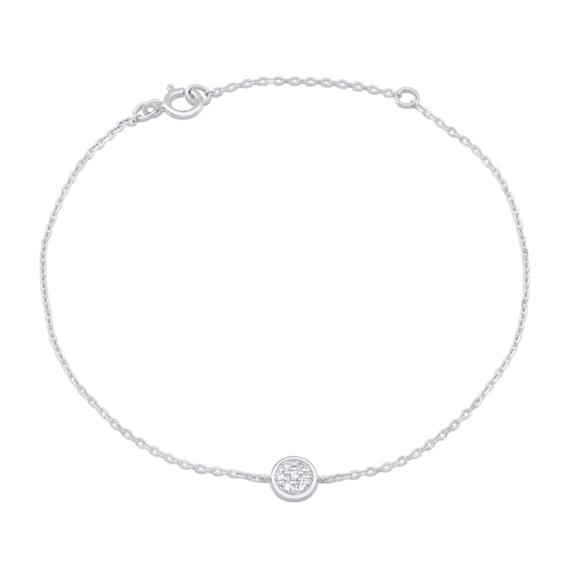 Main Image 1 of 1/20 CT. T.W. Multi-Diamond Bezel-Look Bracelet in 10K White Gold