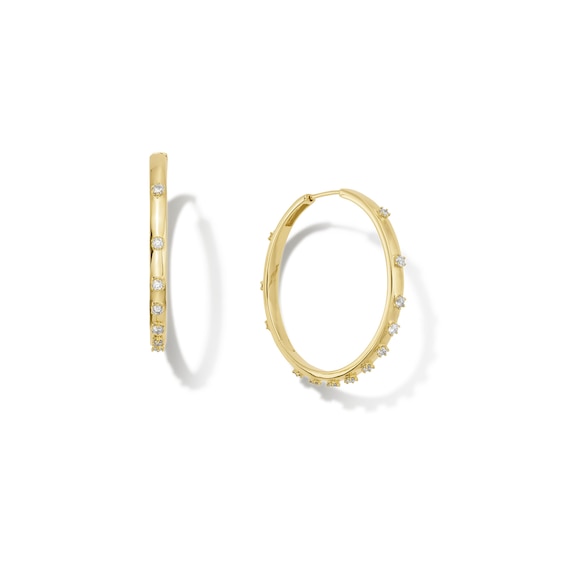 Zales x Dorian Webb 7/8 CT. T.w. Diamond Station Hoop Earrings in 14K Gold