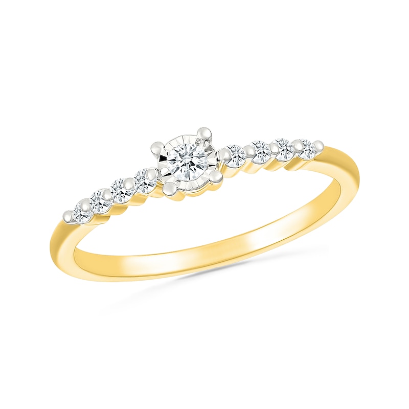 Main Image 1 of 1/10 CT. T.W. Diamond Nine Stone Stackable Ring in 10K Gold