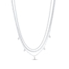 Thumbnail Image 1 of 1/6 CT. T.W. Multi-Diamond Dangle Triple Strand Chain Necklace in 10K White Gold - 17”
