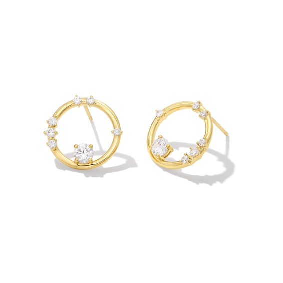 Zales x Nungu 3/4 CT. T.w. Diamond Station Circle Stud Earrings in 14K Gold