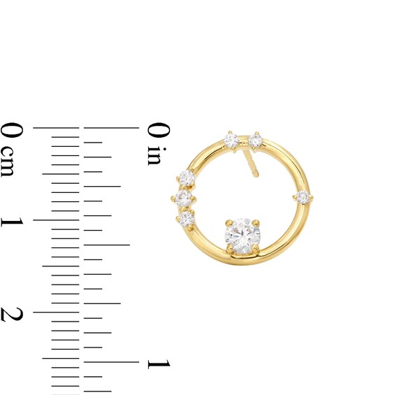Zales x Nungu 3/4 CT. T.w. Diamond Station Circle Stud Earrings in 14K Gold