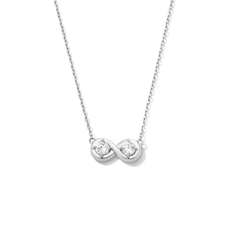 Main Image 1 of Zales x Nungu 3/8 CT. T.W. Diamond Infinity Necklace in 14K White Gold