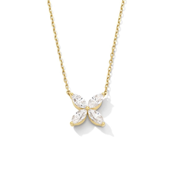 Zales x Nungu 3/4 CT. T.w. Marquise Diamond Flower Necklace in 14K Gold
