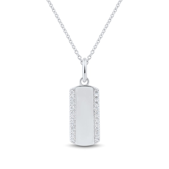 1/6 CT. T.w. Diamond Border Dog Tag Pendant in 10K White Gold