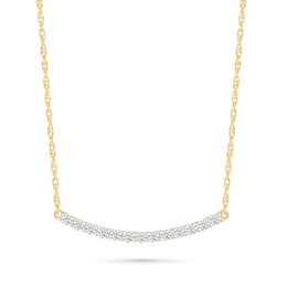1/3 CT. T.W. Diamond Curved Bar Necklace in 10K Gold