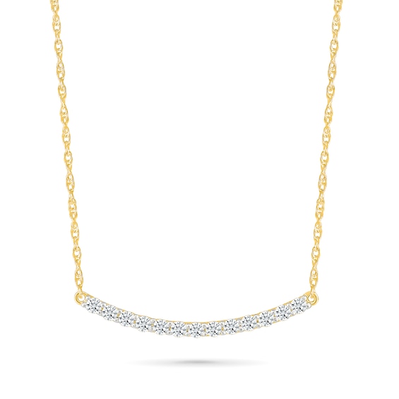 1/3 CT. T.w. Diamond Curved Bar Necklace in 10K Gold