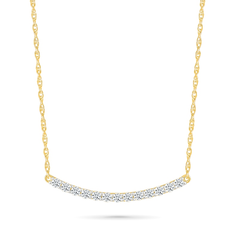 Main Image 1 of 1/3 CT. T.W. Diamond Curved Bar Necklace in 10K Gold