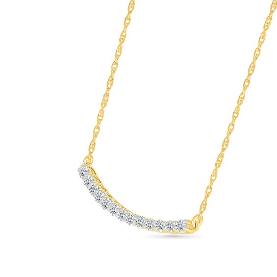 1/3 CT. T.w. Diamond Curved Bar Necklace in 10K Gold