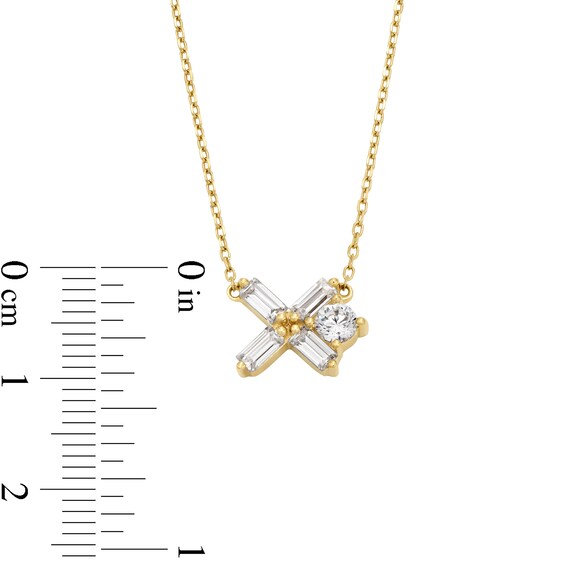 Zales x Nungu 1/2 CT. T.w. Baguette and Round Diamond "Xo" Necklace in 14K Gold