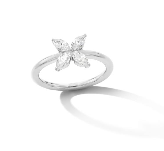 Zales x Nungu 3/4 CT. T.w. Marquise Diamond Flower Ring in 14K White Gold