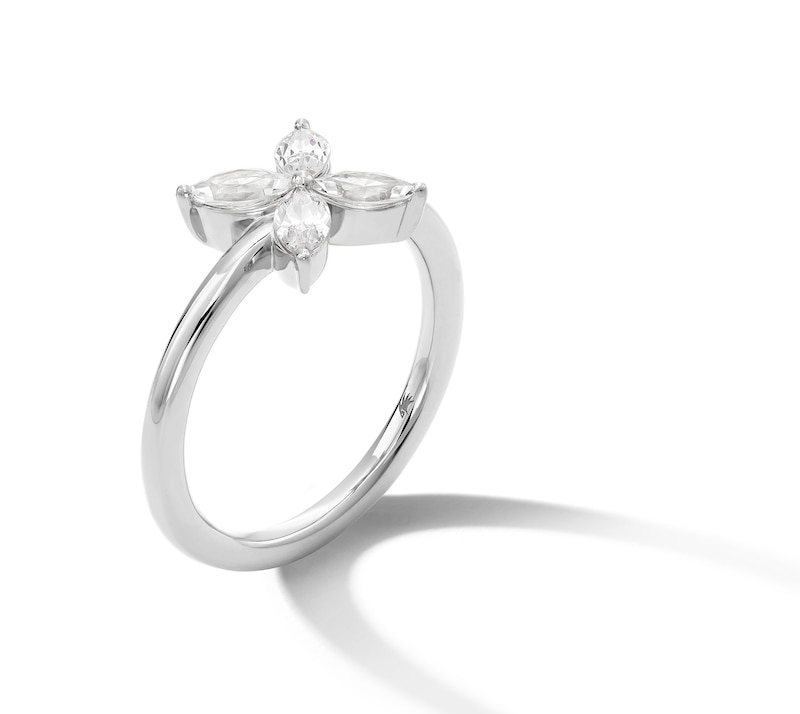 Main Image 3 of Zales x Nungu 3/4 CT. T.W. Marquise Diamond Flower Ring in 14K White Gold