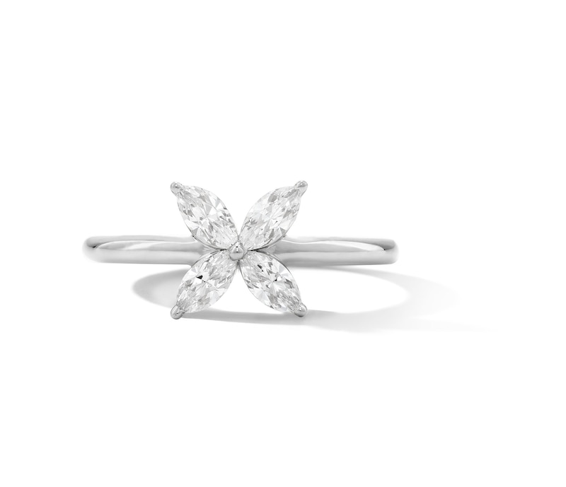 Main Image 4 of Zales x Nungu 3/4 CT. T.W. Marquise Diamond Flower Ring in 14K White Gold