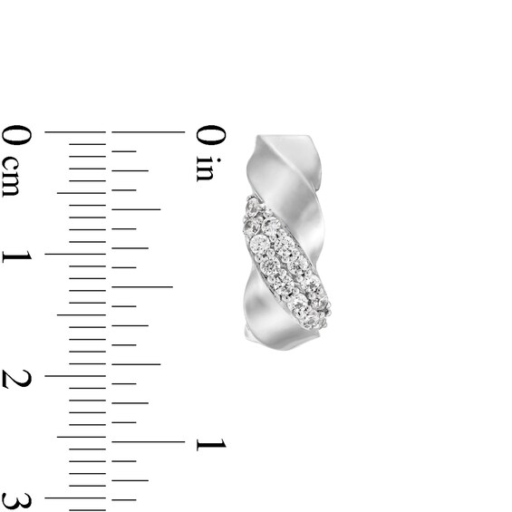 1/2 CT. T.w. Diamond Double Row Twist J-Hoop Earrings in 10K White Gold