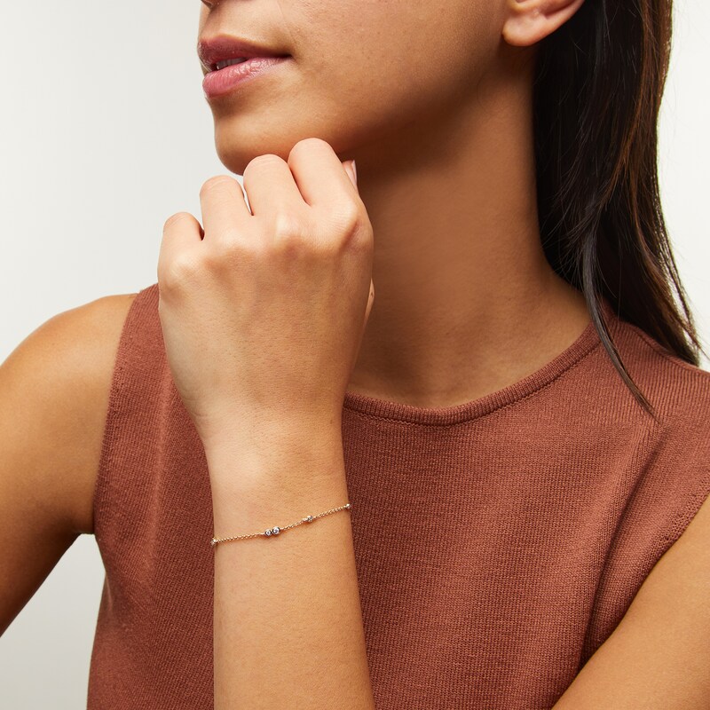 Main Image 2 of Zales x Dorian Webb 1/6 CT. T.W. Diamond Station Bracelet in 14K Gold - 7.5”