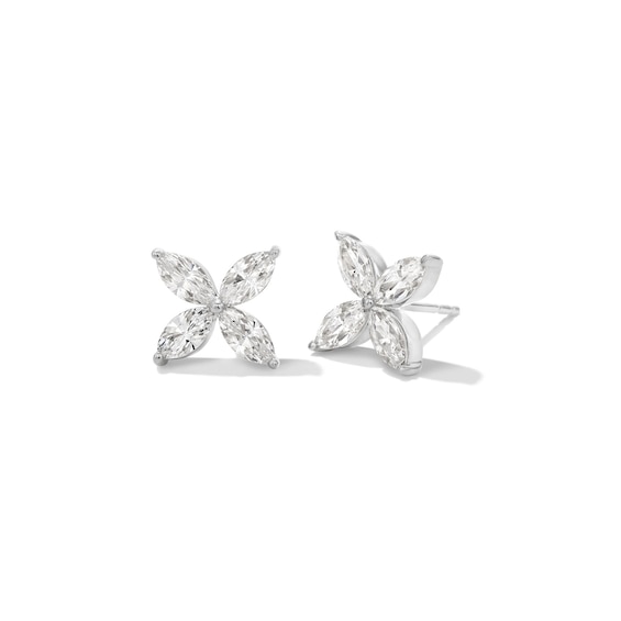 Zales x Nungu 1-1/2 CT. T.w. Marquise Diamond Flower Stud Earrings in 14K White Gold