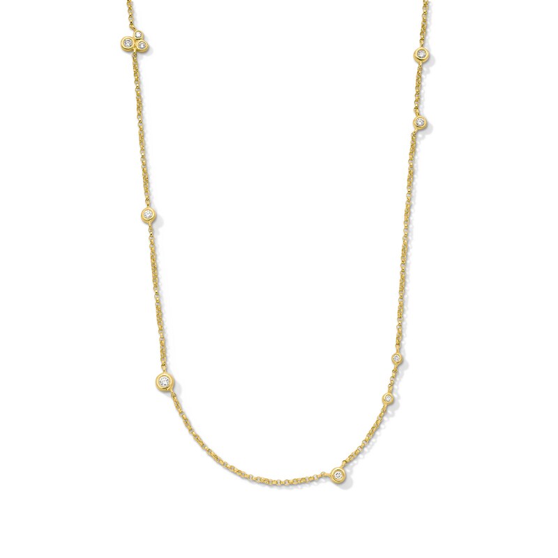 Main Image 1 of Zales x Dorian Webb 1/4 CT. T.W. Diamond Station Necklace in 14K Gold