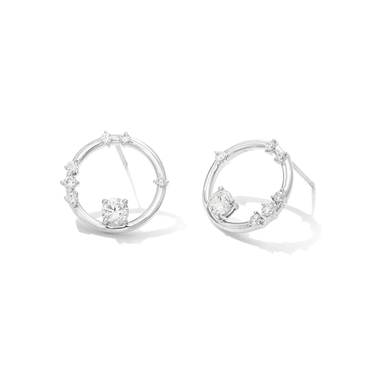 Zales x Nungu 3/4 CT. T.w. Diamond Station Circle Stud Earrings in 14K Gold