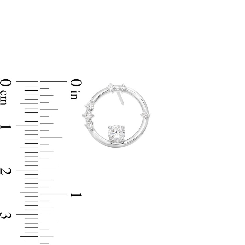 Main Image 3 of Zales x Nungu 3/4 CT. T.W. Diamond Station Circle Stud Earrings in 14K White Gold