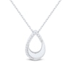 Thumbnail Image 1 of 1/10 CT. T.W. Diamond and Polished Ribbon Open Teardrop Pendant in 10K White Gold