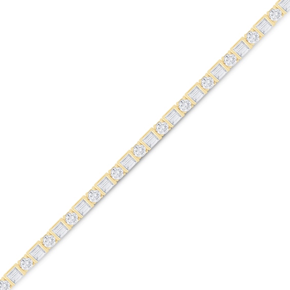 4-1/2 CT. T.w. Baguette and Round Certified Lab-Grown Diamond Alternating Bracelet in 14K Gold (F/Si2)