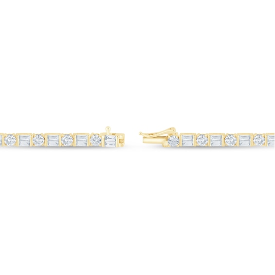 4-1/2 CT. T.w. Baguette and Round Certified Lab-Grown Diamond Alternating Bracelet in 14K Gold (F/Si2)