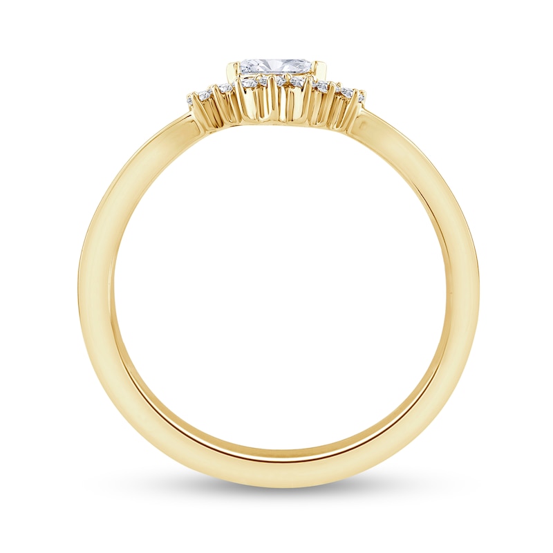 Main Image 3 of 1/6 CT. T.W. Marquise and Round Diamond Sunburst Contour Promise Ring in 10K Gold