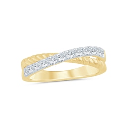 1/2 CT. T.W. Lab-Grown Diamond Rope Criss-Cross Ring in 14K Gold (F/SI2)