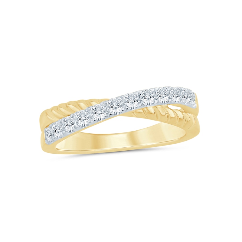 Main Image 1 of 1/2 CT. T.W. Certified Lab-Grown Diamond Rope Criss-Cross Ring in 14K Gold (F/SI2)