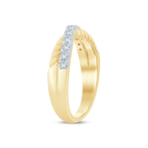 1/2 CT. T.w. Certified Lab-Grown Diamond Rope Criss-Cross Ring in 14K Gold (F/Si2)